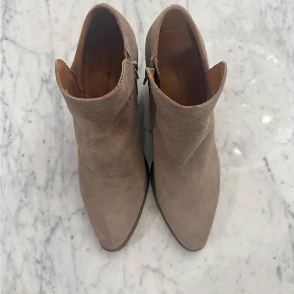 EXCELLENT Lucky Brand Leather Suede Tan Women’s Ankle Boot Size 9 - Picture 4 of 8
